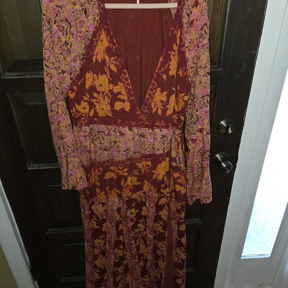 Free People Tilda Wrap Dress in Red and Pink - Picture 3 of 5